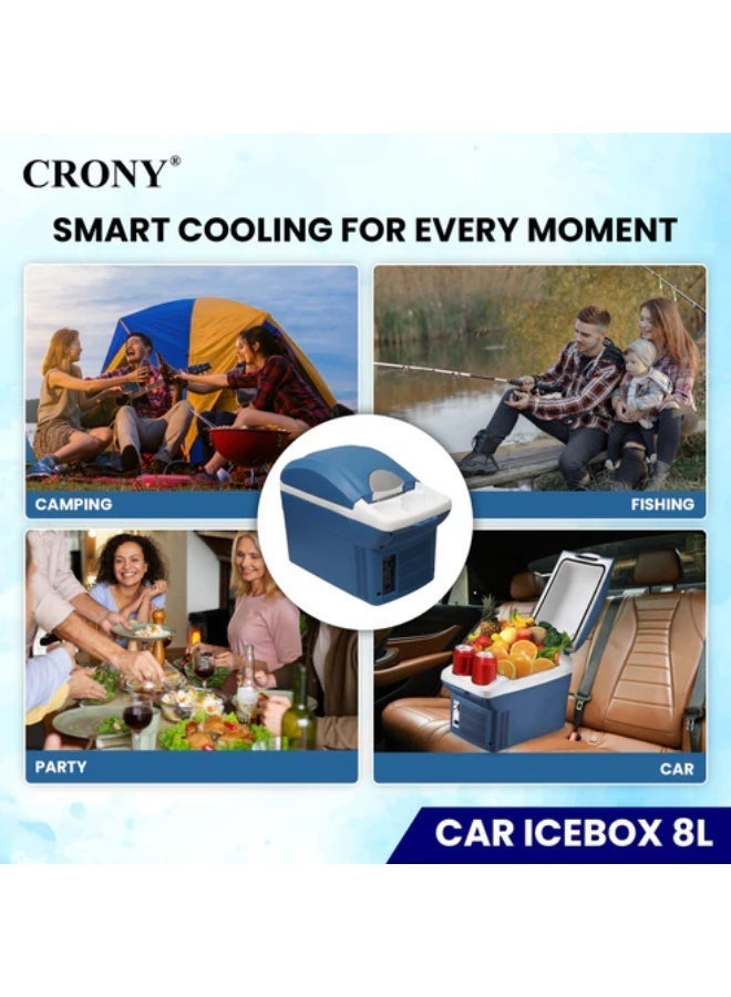 CRONY 8L Portable Mini Car Refrigerator | Low Noise Compact Cooler & Warmer | 12V DC, 30W | AC/DC Powered with Self-Locking Lid, Removable Shelf & Cup Holder 8L Portable Mini Car Refrigerator – Low Noise Compact Cooler & Warmer, 12V DC, 30W, AC/DC Powered, Self-Locking Lid, Removable Shelf & Cup Holder – Ideal for Road Trips, Camping, and Outdoor Adventures - Image 4